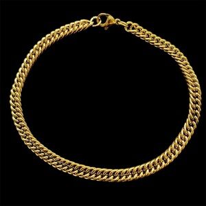 Stainless Steel 18k gold plated curb 8.3 inch long and 5mm width- Gold